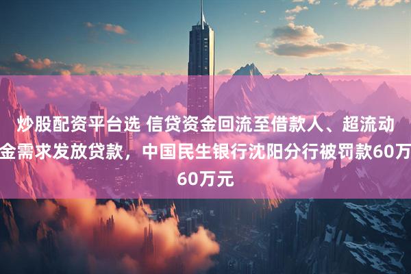 炒股配资平台选 信贷资金回流至借款人、超流动资金需求发放贷款，中国民生银行沈阳分行被罚款60万元